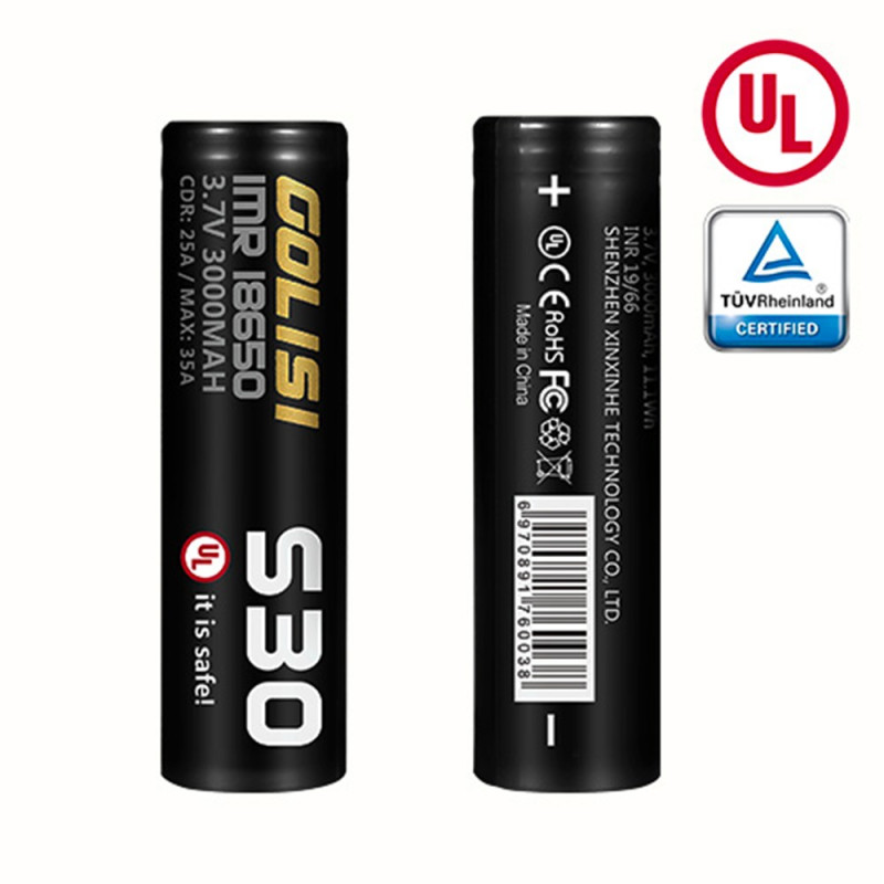 Accu S30-UL 18650 3000mAh 35A (Boite de 2) - Golisi