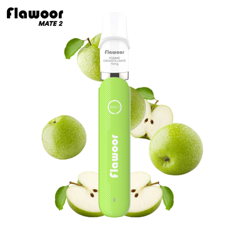 Pod Rechargeable : Kit Pomme Croustillante 600 puffs 2ml - Flawoor Mate 2 