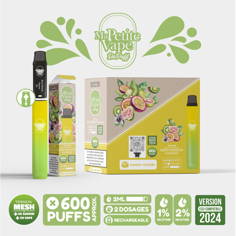 Kit Repuff Kiwi Passion Goyave 600 puffs - Ma Petite Vape