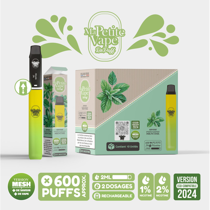 Kit Repuff Menthe 600 puffs - Ma Petite Vape