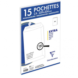 15 pochettes auto ashésives blanches SS film 229x324 - Clairefontaine