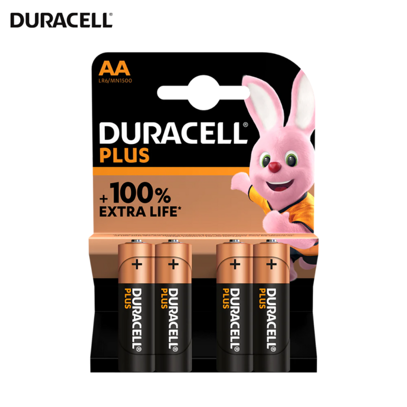 Piles AA Alcaline (4pcs) + 100% Plus Power - Duracell