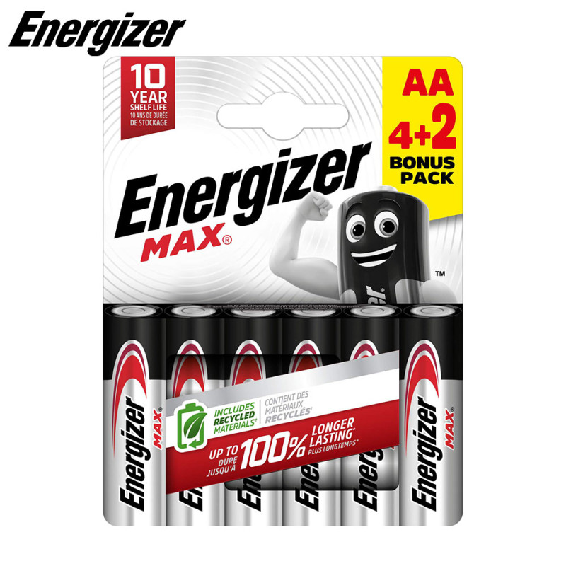 Piles Alcaline Power AA LR6 (4+2) - Energizer Max