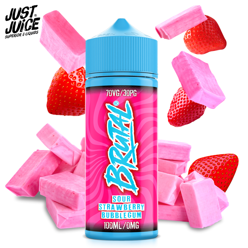 Sour Strawberry Bubble Gum 100ml - Brutal by Just Juice