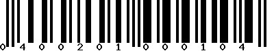 EAN-13 : 0400201000104