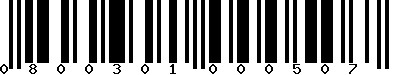 EAN-13 : 0800301000507